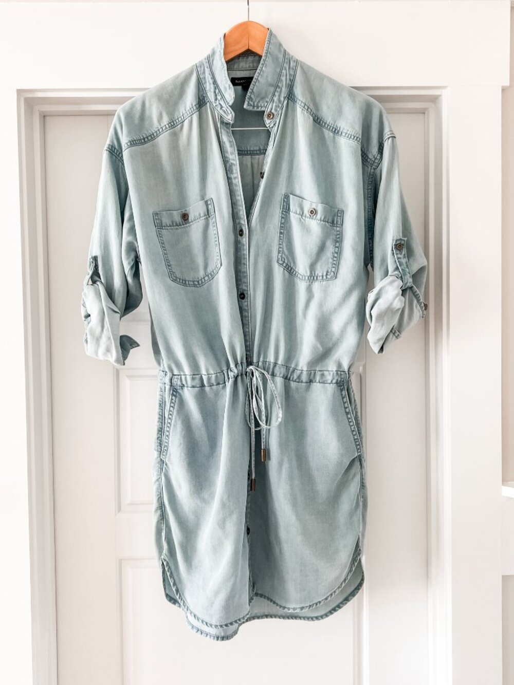 Denim Chambray Shirt Dress XS